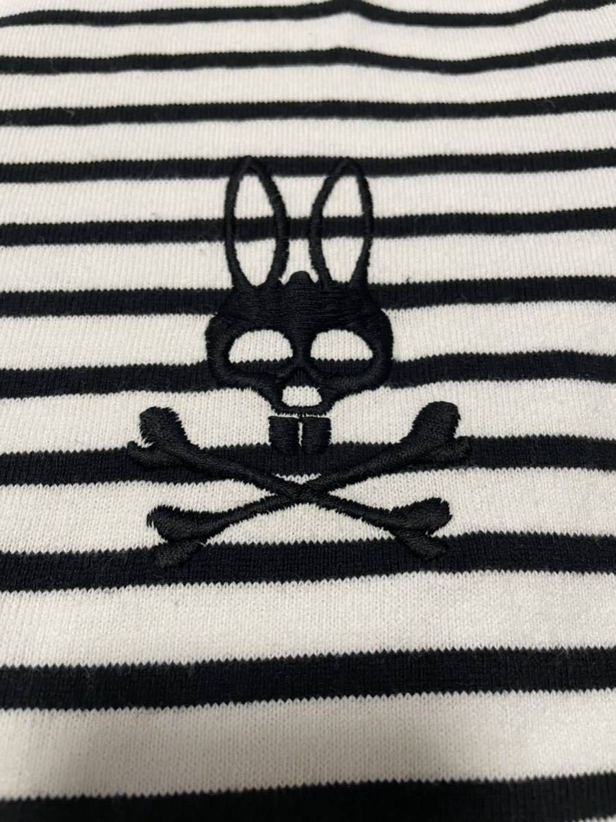 psycho bunny サイコバニー ロゴ 刺繍 ナンバリング マリンボーダー ボートネック カットソー シャツ XL ロンT 長袖 GOLF ウェア_画像6