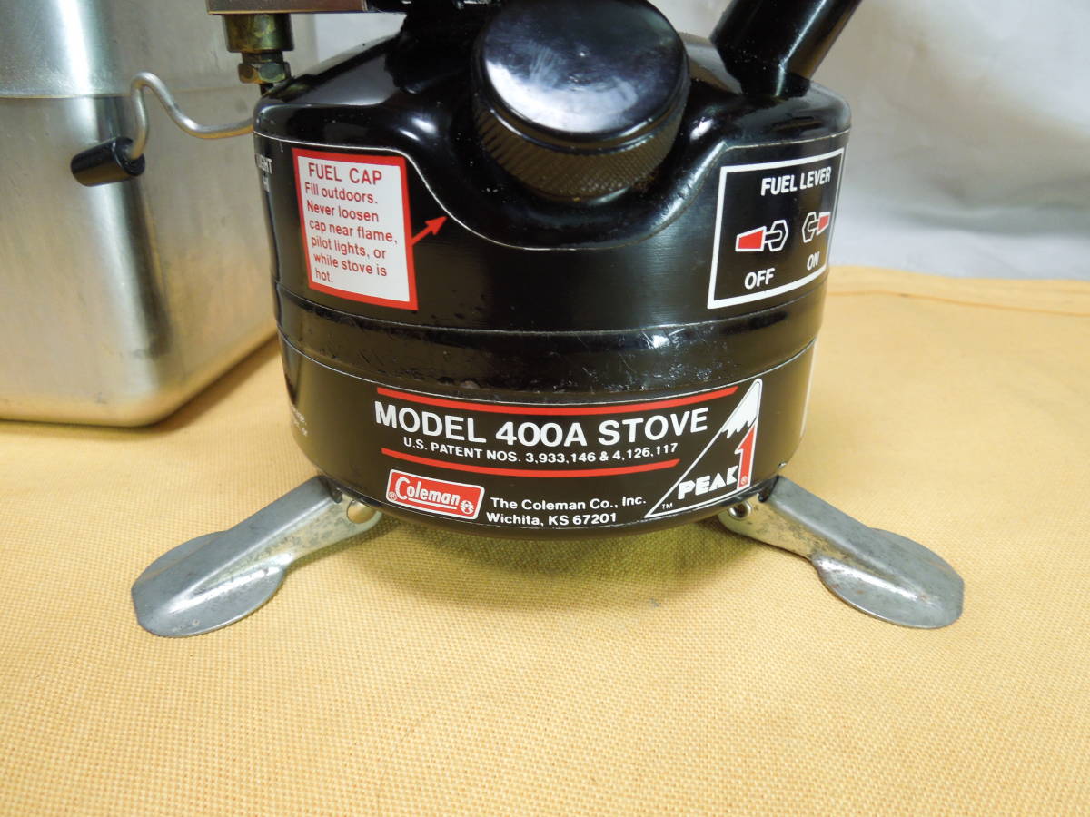 コールマン/ Coleman Peak1 Stove Model 400A 1984年8月製 専用ケース(クッカー)付き 中古_画像2