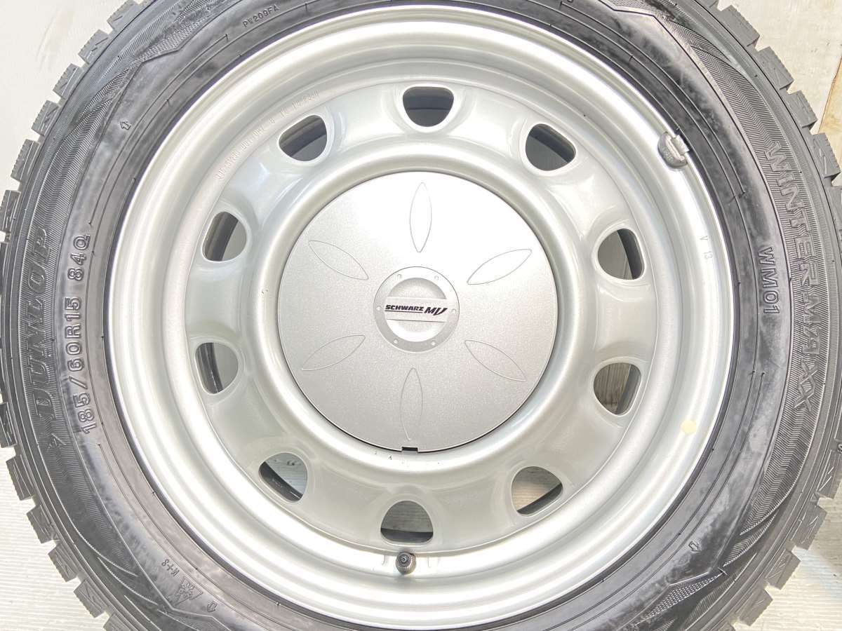 中古タイヤ スタッドレスタイヤ ホイールセット 4本セット 185/60R15 SCHWARZ MV V13 15x5.5 100/114.3-4穴 DUNLOP WM01_画像6