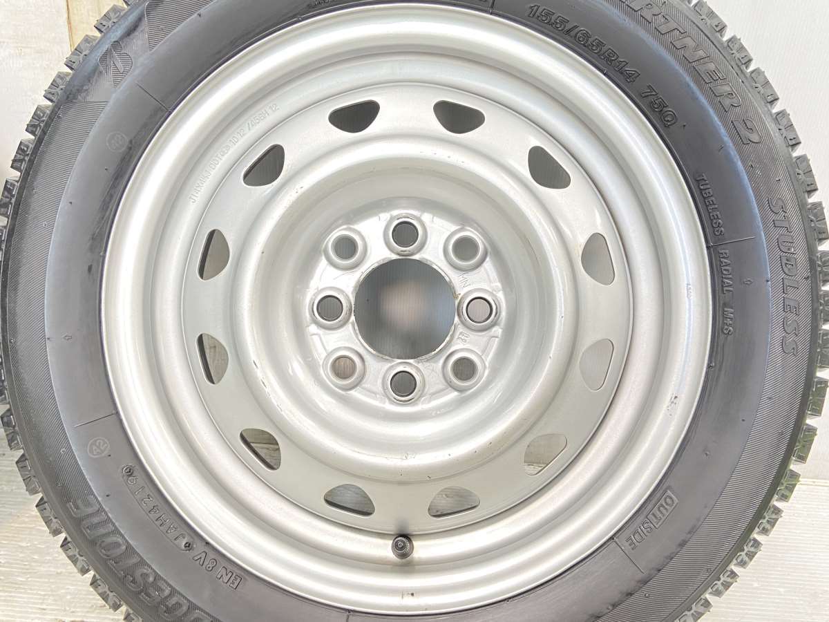 中古タイヤ スタッドレスタイヤ ホイールセット 4本セット 155/65R14 　 TOPY MN 14x4.5 100/114.3-4穴 ブリヂストン アイスパートナー2_画像4