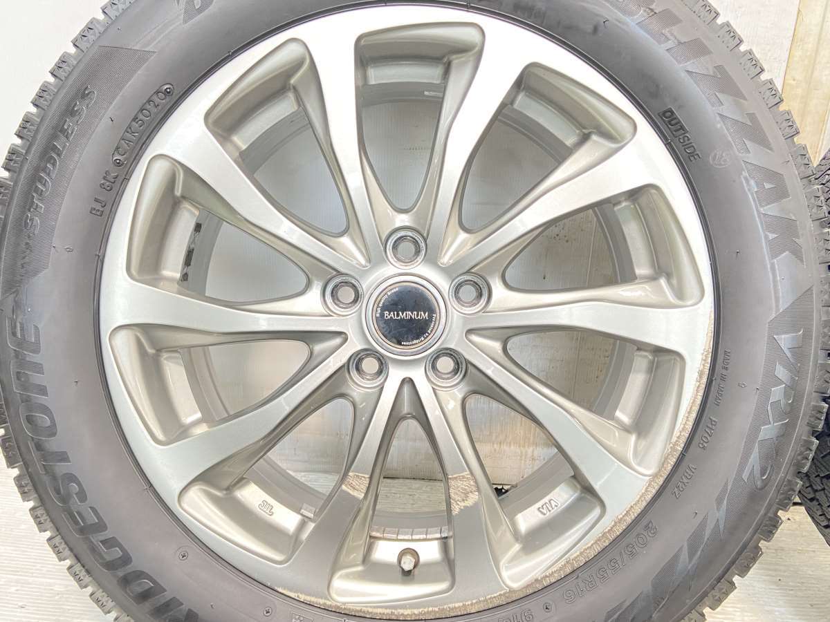 中古タイヤ スタッドレスタイヤ ホイールセット 4本セット 205/55R16 　 BALMINUM 16x6.5 48 100-5穴 ブリヂストン ブリザック VRX2_画像6