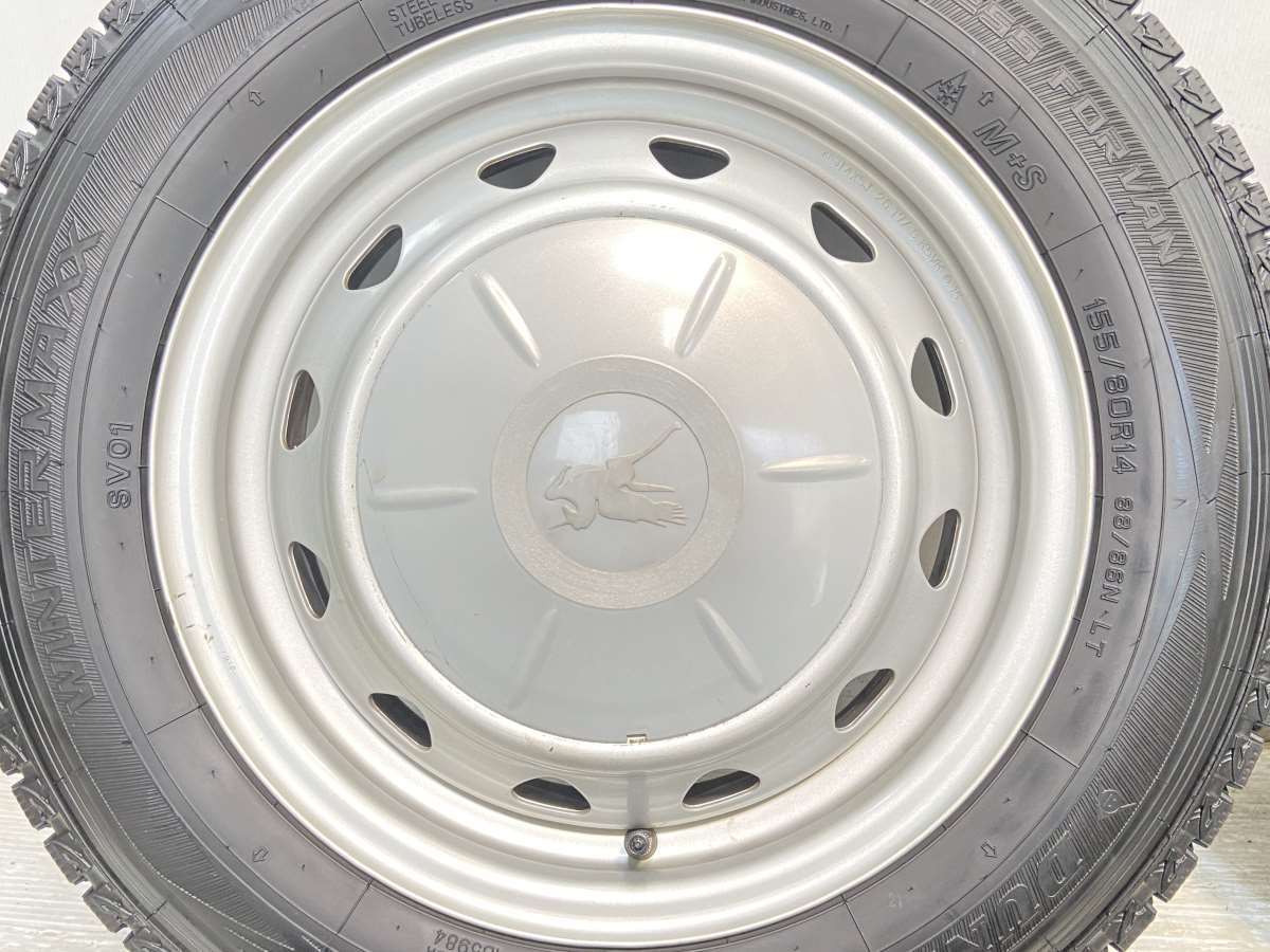 中古タイヤ スタッドレスタイヤ ホイールセット 4本セット 155/80R14 88/86 LT キャロウィン VK 14x5.0 100/114.3-4穴 DUNLOP SV01_画像5