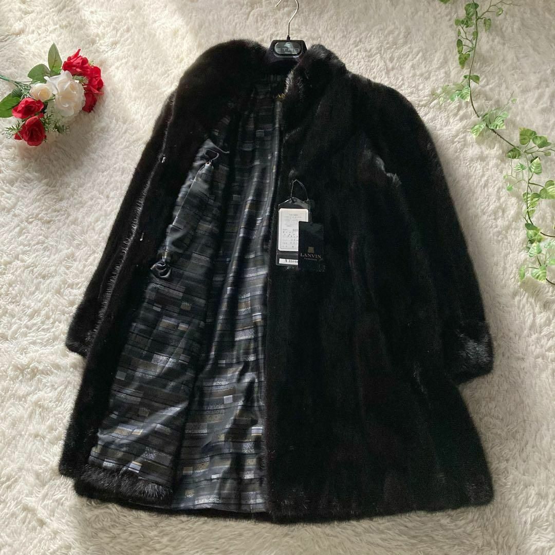 【150万円タグ付き】LANVIN　SAGA MINK　最高級サガロイヤル　ゴールド　毛皮コート　黒　フリーサイズ　ランバン　サガミンク_画像5