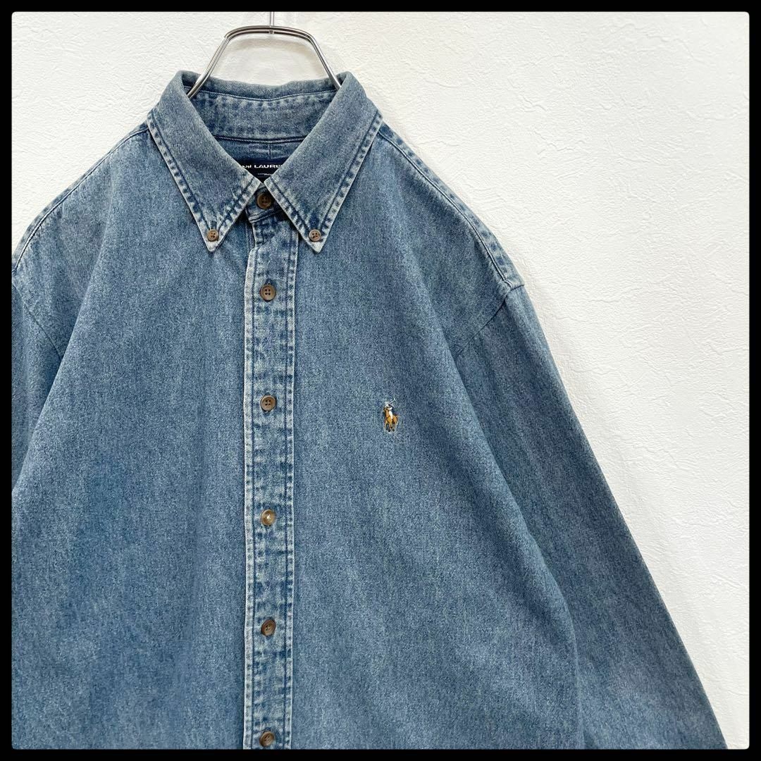 ラルフローレン ヴィンテージ カラーポニー 刺繍 長袖 デニム ラルフローレン ヴィンテージ カラーポニー 刺繍 長袖 デニム