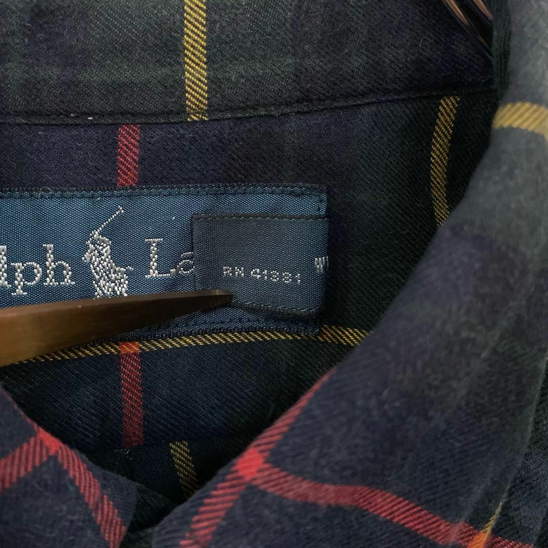 ポロラルフローレン　ヴィンテージ　ポケット付　チェック　ダークカラー　長袖シャツ　メンズ　XSサイズ　Polo Ralph Lauren