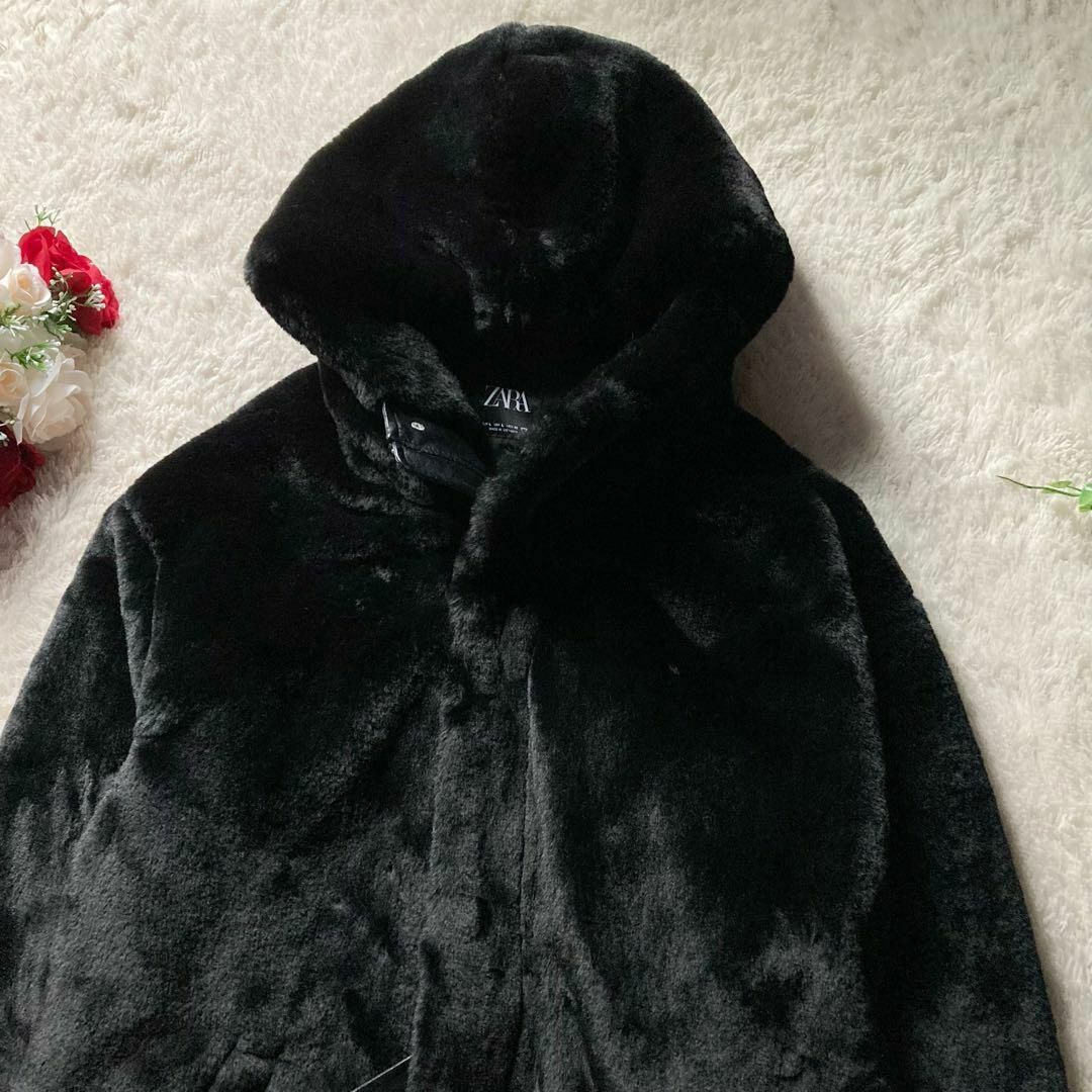 ZARA メンズ フーデットファーコート レザーポイント使い ZARA メンズ フーデットファーコート レザーポイント使い