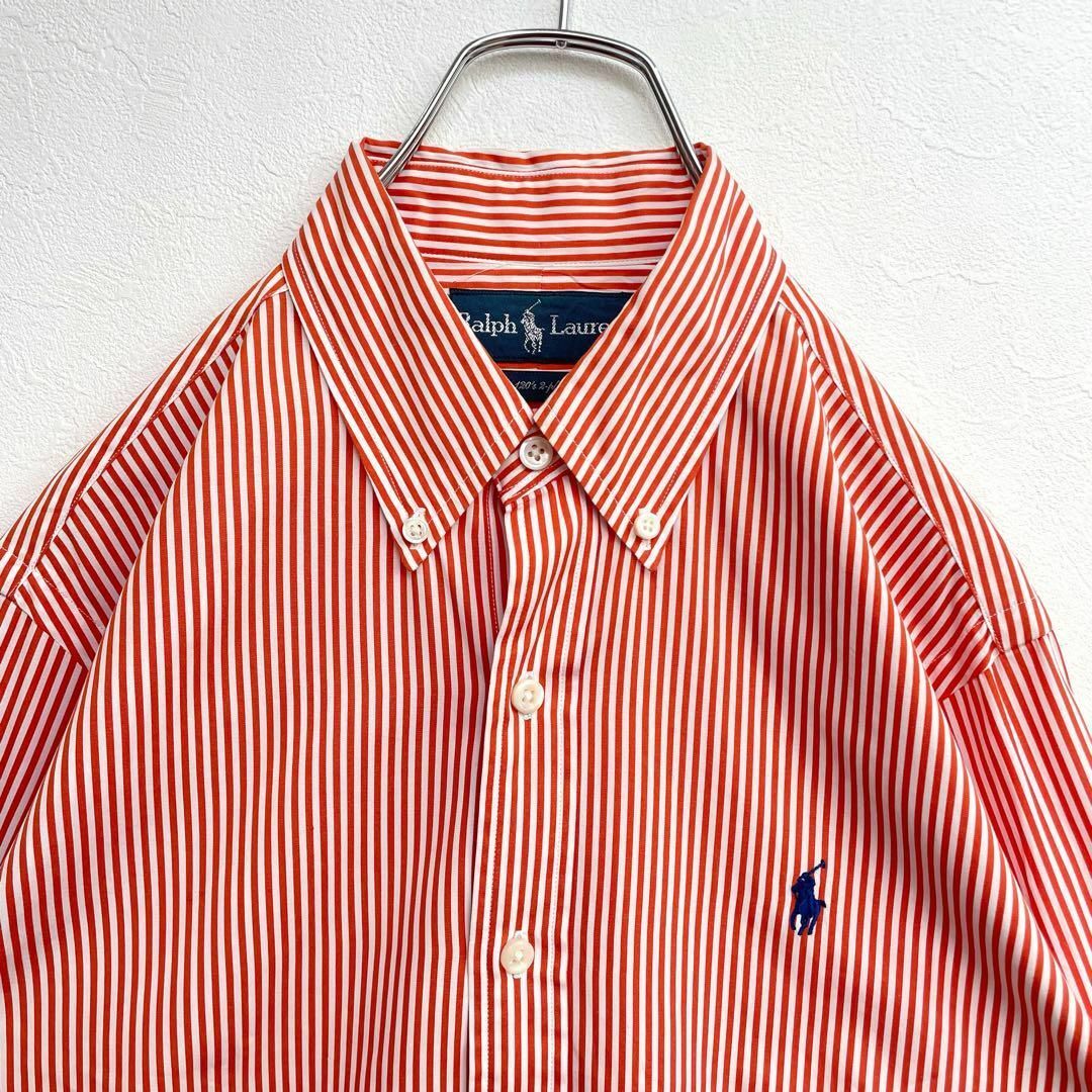 ポロラルフローレン　ボタンダウン　ストライプ　刺繍ロゴ　長袖シャツ　120's　メンズ　Sサイズ　Polo Ralph Lauren_画像6