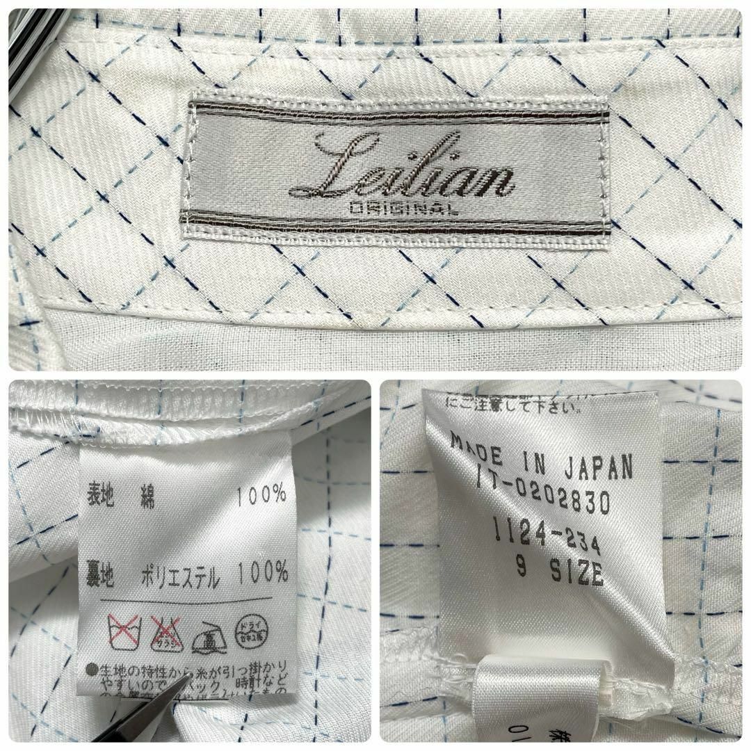 レリアン　高級　刺繍ロゴ　チェック　ポケット付　半袖シャツ　ホワイト　レディース　9サイズ　Leilian_画像10