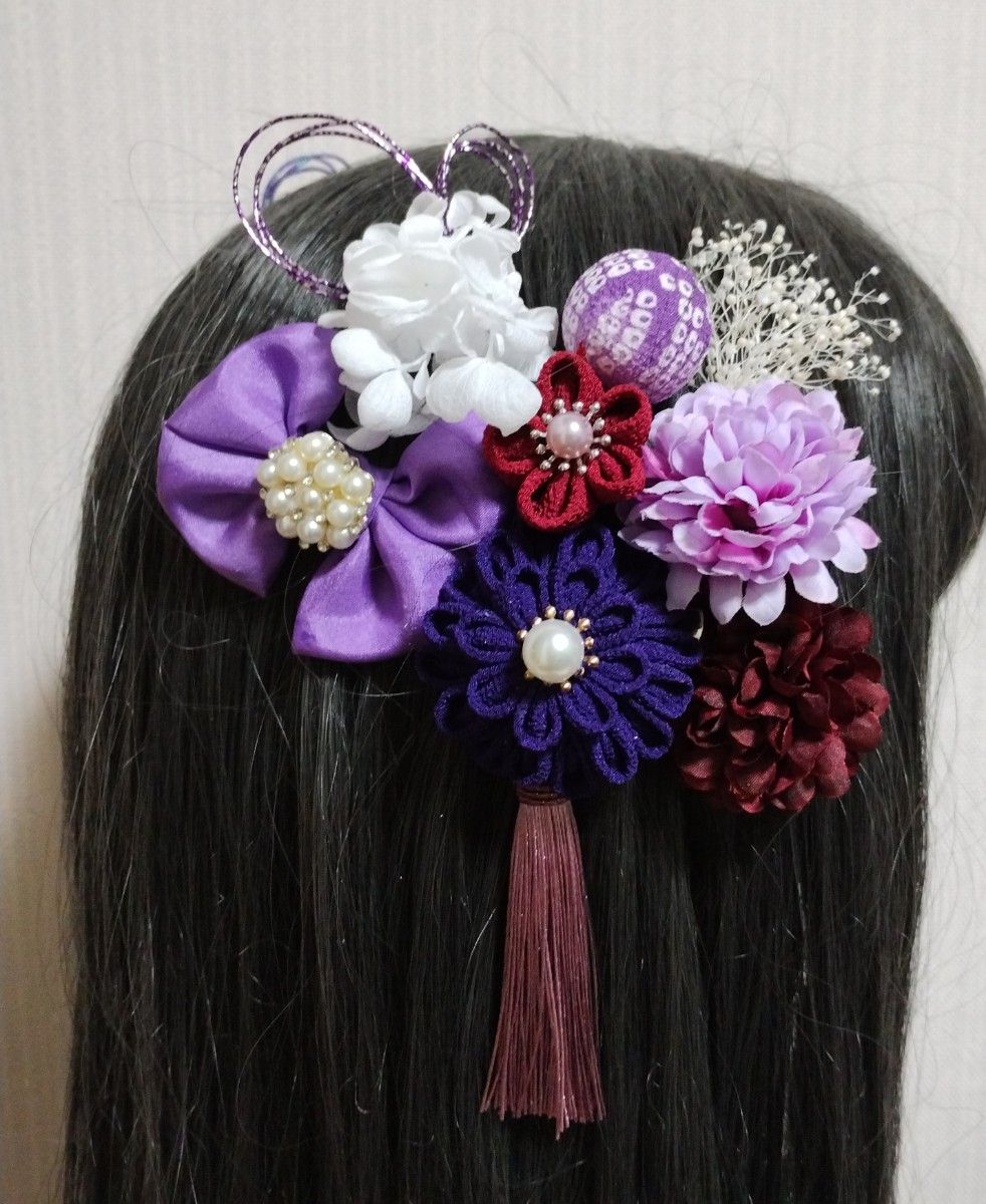 購入可能商品　kamikazarinの髪飾り髪飾りは現在アクセス不能　髪飾り　髪飾りパープル　髪飾りピンク　成人式　卒業式髪飾り