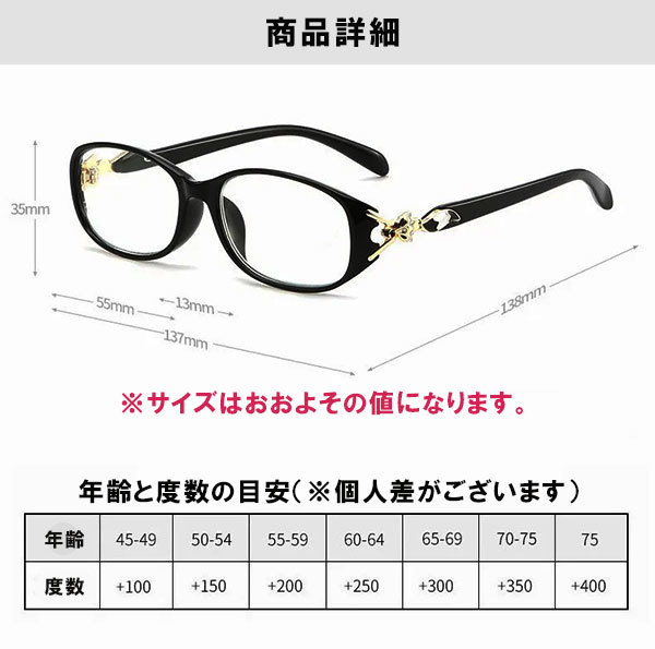 アウトレット 訳あり お買い得 人気 お洒落 かわいい キツネ 老眼鏡 ブルーライトカット リーディンググラス PCメガネ レディース 赤 ＋1.5_画像9