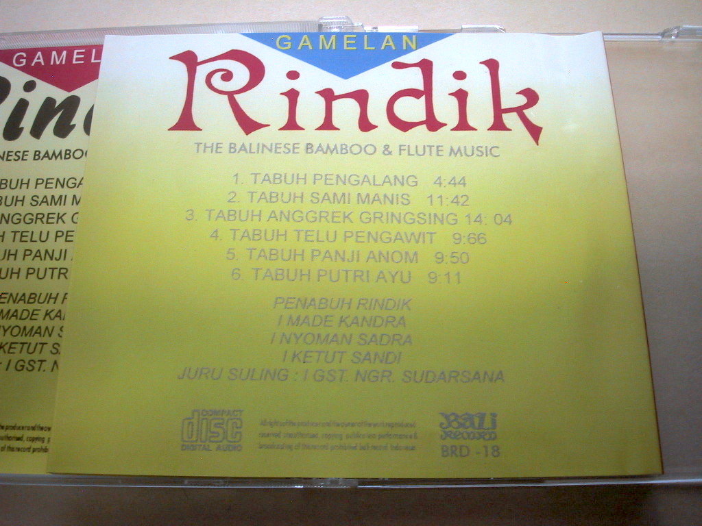 Rindik : THE BALINESE BAMBOO & FLUTE MUSIC / BR.TENTEN DENPASAR CD バリ インドネシア リンディック_画像2