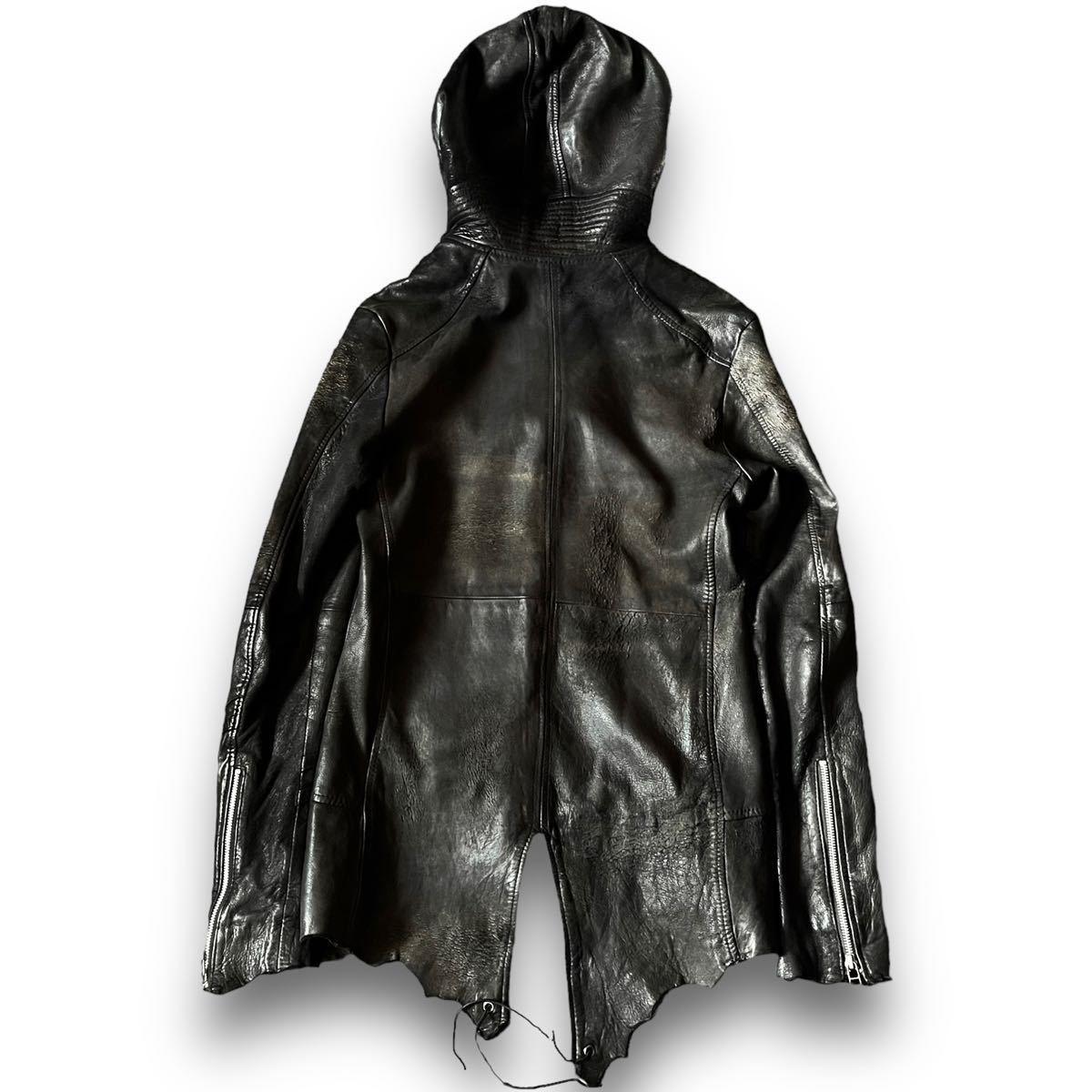 00's 14th addiction Cross Zip Leather Hooded Jacket 00's 14th addiction Cross Zip Leather Hooded Jacket