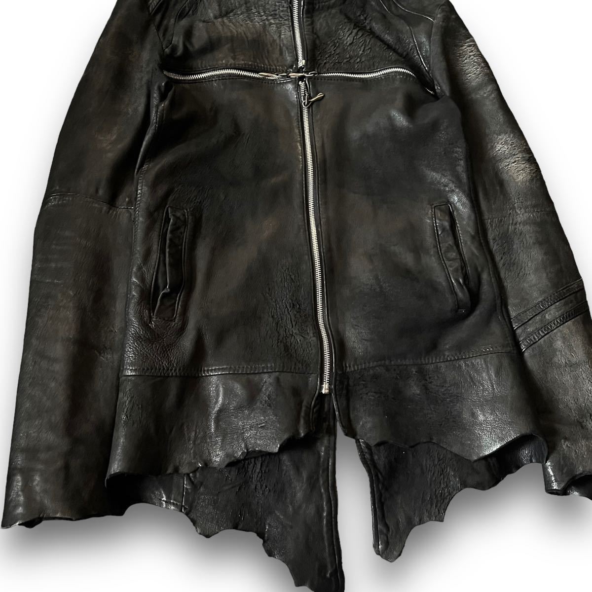 00's 14th addiction Cross Zip Leather Hooded Jacket 00's 14th addiction Cross Zip Leather Hooded Jacket