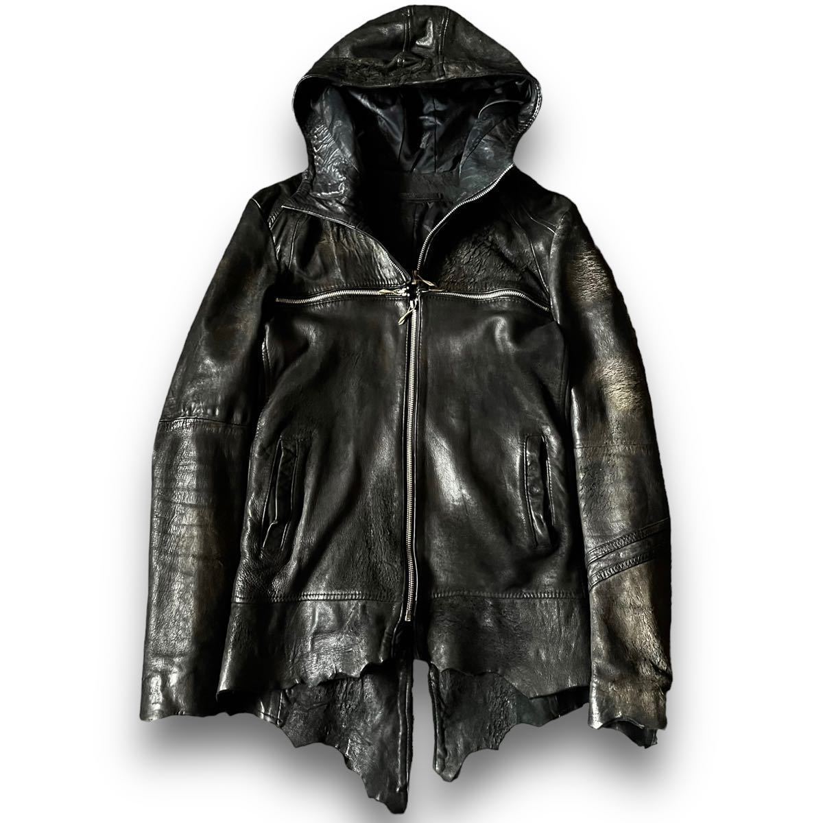 00's 14th addiction Cross Zip Leather Hooded Jacket アーカイブ