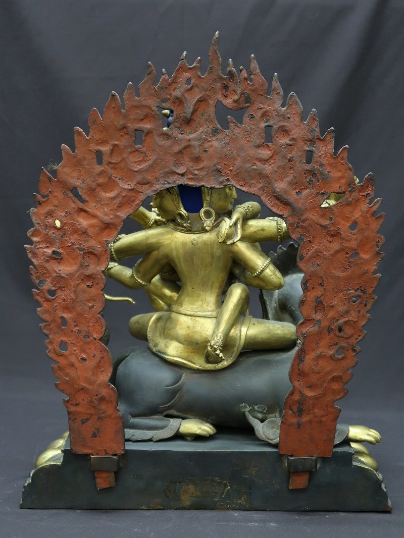 青】121403古銅製 仏像 チベット 歓喜仏彫刻置物 古作伝来 中国明時代