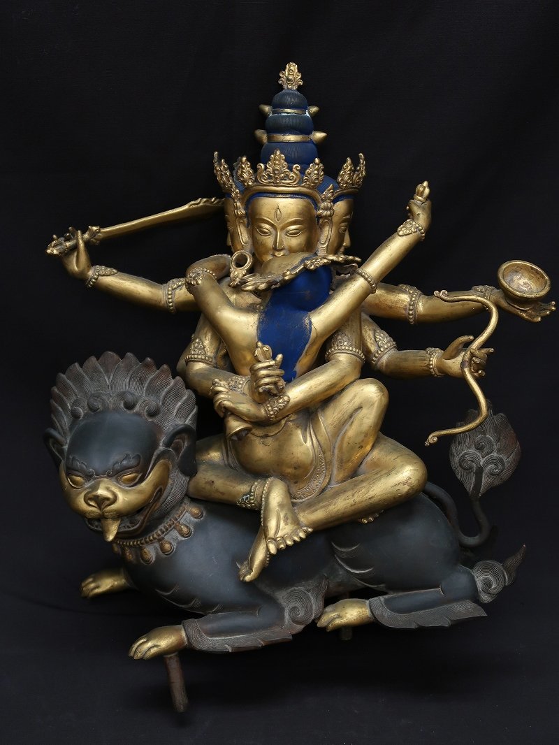 青】121403古銅製 仏像 チベット 歓喜仏彫刻置物 古作伝来 中国明時代