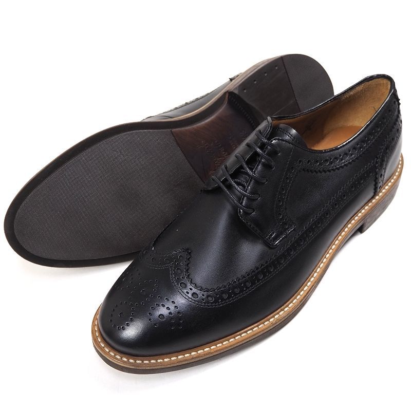 P328 未使用品 ジャンカルロモレリ イタリアンレザー ウイングチップ ビジネスシューズ 本革 GIANCARLO MORELLI 43(27.5cm) 紳士靴_画像1