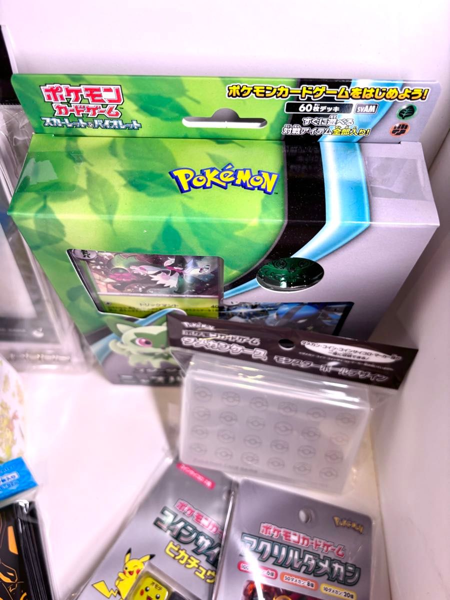 未使用ポケモンカードゲーム ニャオハ&ルカリオ ダメカン サイコロ デッキシールド ケース7点セット