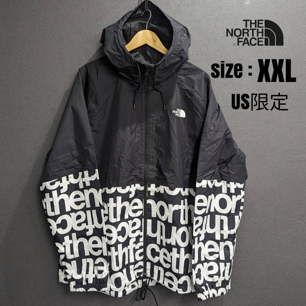 再入荷!!1点のみ!!海外限定デザイン【日本未発売】THE NORTH FACE ノースフェイス マウンテンパーカー 黒 白/XXL ハーフドームロゴ DRYVENT