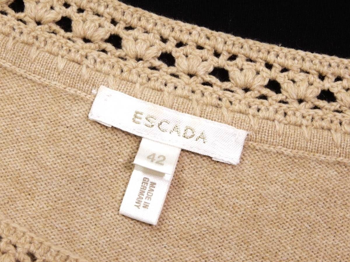 エスカーダ ESCADA 上質 カシミヤ シルク 花柄刺繍 プルオーバー ニット 42 _画像6