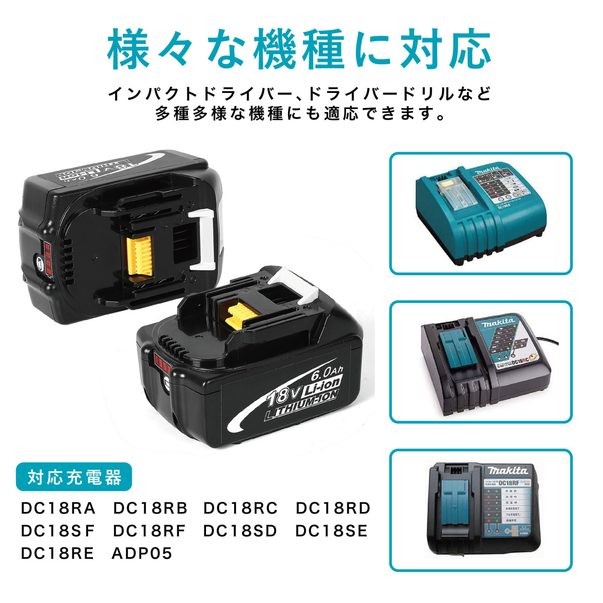 1年保証 マキタ互換バッテリー 18V nkp BL1860b(赤) LED残量表示付 4