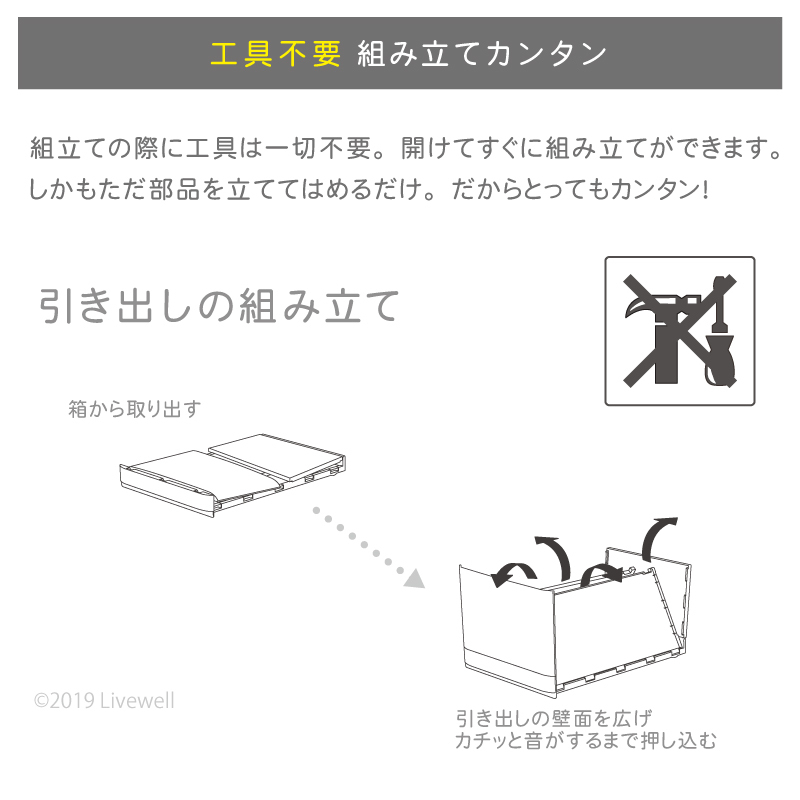 衣装ケース 収納ケース プラスチック 引き出し チェスト 1段 収納ボックス クローゼット リフラスPF351（ライトブラウン）_画像9