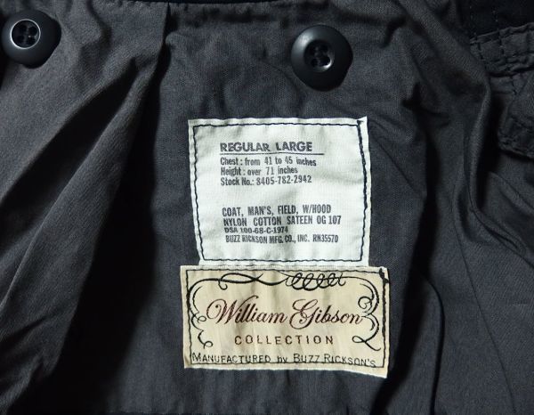 BUZZ RICKSON'S バズリクソンズ BR11554 WILLIAM GIBSON COLLECTION ウィリアムギブソン M-65 FIELD JACKET フィールド ジャケット Lの画像4