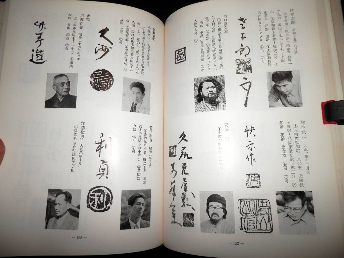 書籍/やきもの.作家名鑑/加藤唐九郎.荒川豊蔵.月形那比古.藤原啓.三輪休雪/茶碗.徳利.ぐい呑.他/志野.備前.萩.他/作品.価格表/印.窯印/茶道_林孝太郎／若尾利貞／加藤嶺男（岡部）／他