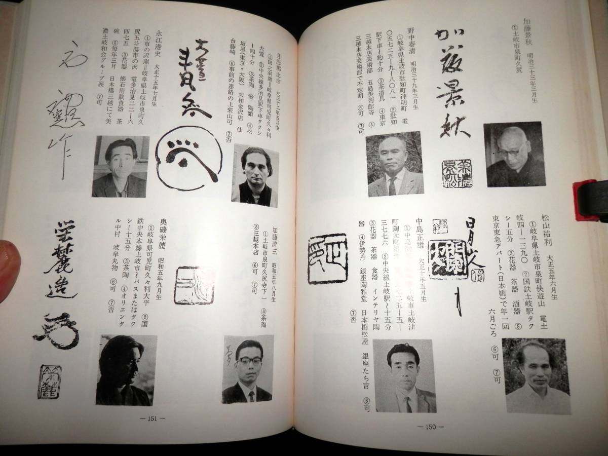 書籍/やきもの.作家名鑑/加藤唐九郎.荒川豊蔵.月形那比古.藤原啓.三輪休雪/茶碗.徳利.ぐい呑.他/志野.備前.萩.他/作品.価格表/印.窯印/茶道_●月形那比古／奥磯栄麓／他！