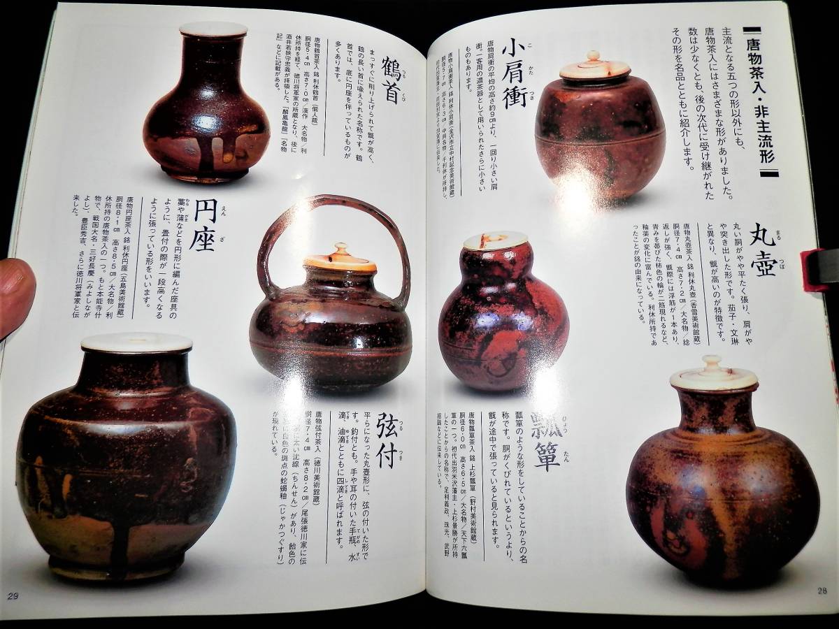 書籍/茶入.観賞手引-原寸大茶入で見る/唐物-肩衝.茄子.文琳.大海.尻膨/名品鑑賞/和物-千利休.遠州.織部/仕覆を誂える.北村徳斎帛紗店/茶道_●同-唐物非主流-小肩衝.丸壺.瓢箪.鶴首.他