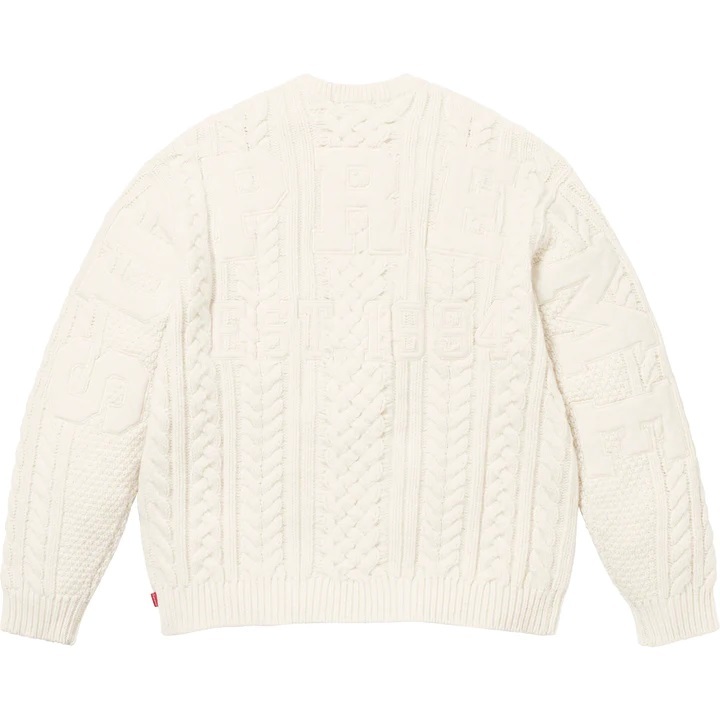 Supreme 2023fw Applique Cable Knit Sweater Ivory XLarge アップリケ ケーブル ニット セーター アイボリー XLサイズ 国内正規品_画像6