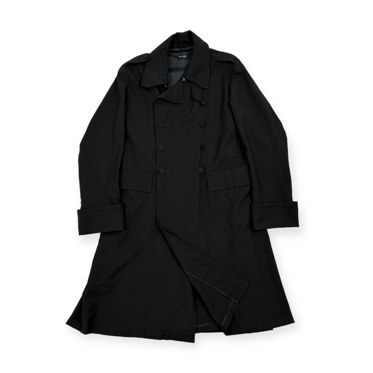 miumiu ミュウミュウ ダブル ロング コート サイズ 48 /黒 ブラック ミリタリー ジャケット エポーレット /男女でも