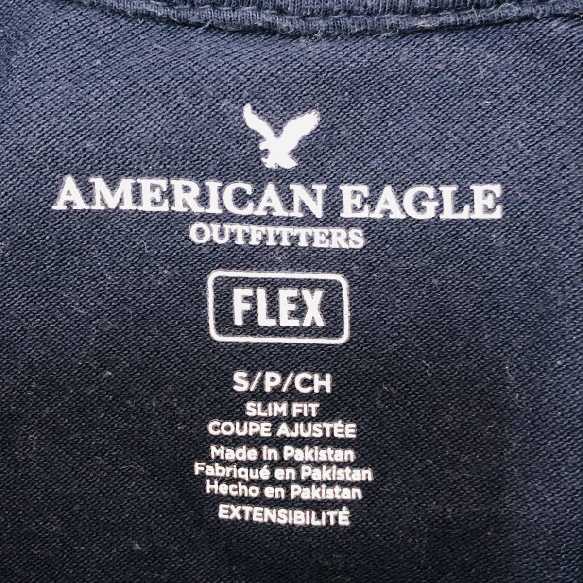 k2365 AMERICAN EAGLE アメリカンイーグル ポロシャツ 半袖 コットン混 ロゴ刺繍 S ネイビー 無地 メンズ ベーシックカジュアルスタイル _画像8