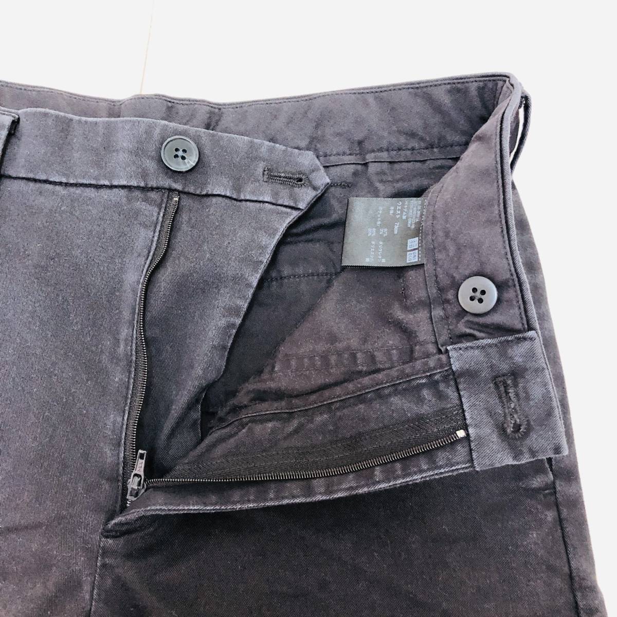 k2514 UNIQLO ユニクロ パンツ 綿混 ポケット W73 黒 無地 メンズ シンプル 古着 USED シンプル 万能 ベーシックカジュアルスタイル _画像4