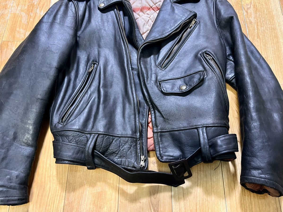 100円スタート / 1950s US Vintage Double Riders Jacket /ビンテージ ライダースジャケット ダブルライダース レザージャケット_画像6