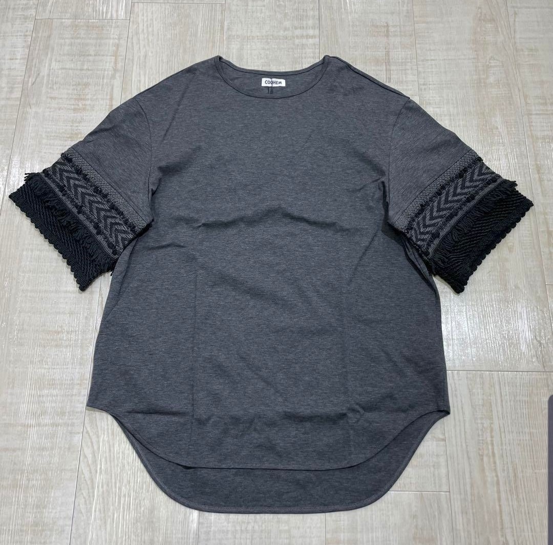 ② 22SS 新品 未使用 COOHEM KNIT DETAIL T-SHIRTコーヘン ニット tシャツ ダークグレー系 サイズS 定価 ¥20900
