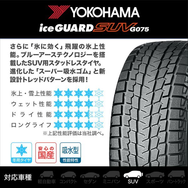 冬タイヤ 車検対応 ハイエース 国産 スタッドレスタイヤ YOKOHAMA ice GUARD SUV G075 215/65R16C 6PR タイヤホイール 新品 4本セット_画像9