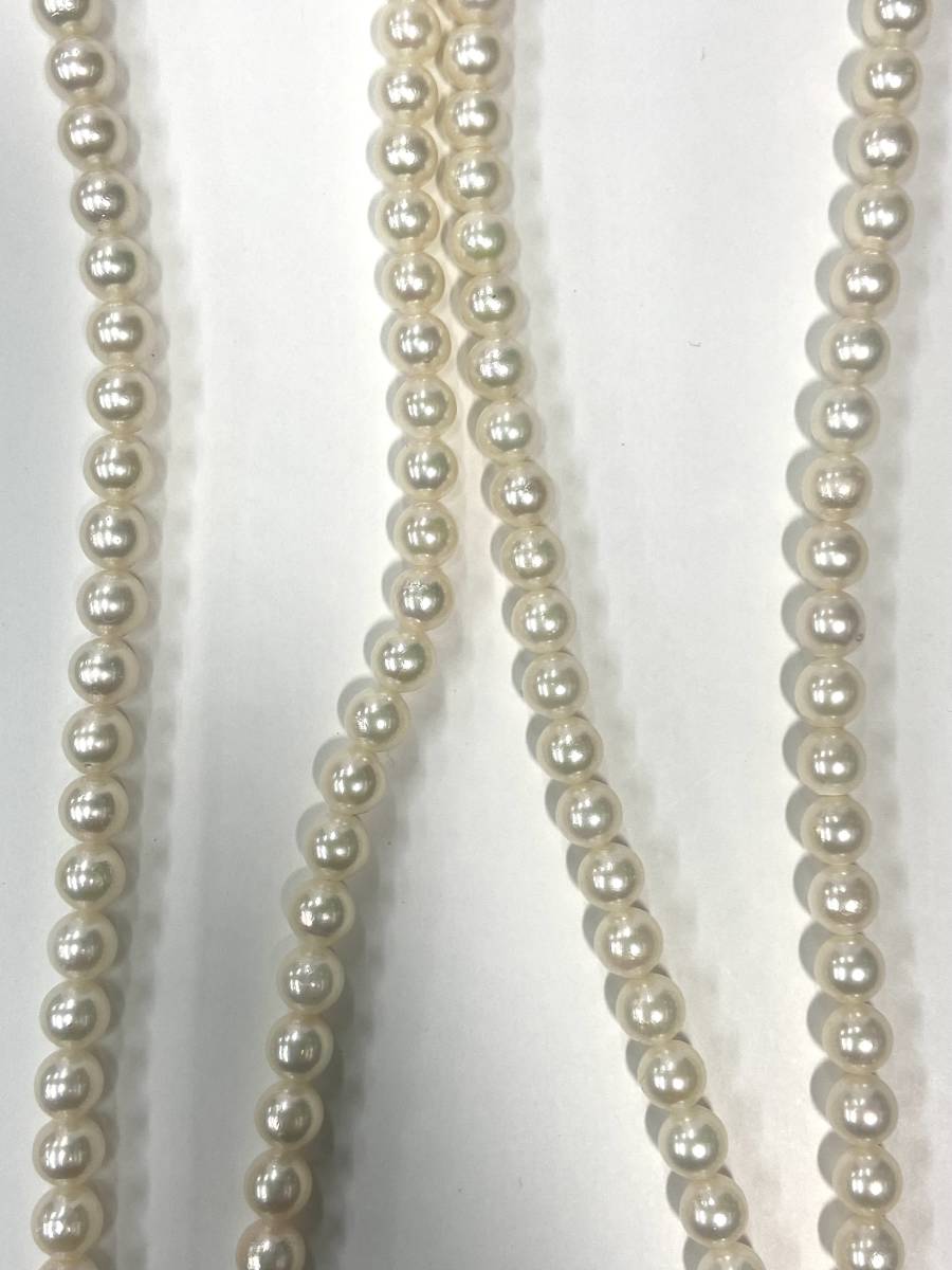 【真珠】アコヤ真珠 6.5mm～7mm パール ロング ネックレス 約125.5cm 留め金具 シルバー アコヤパール あこや 未使用の画像4