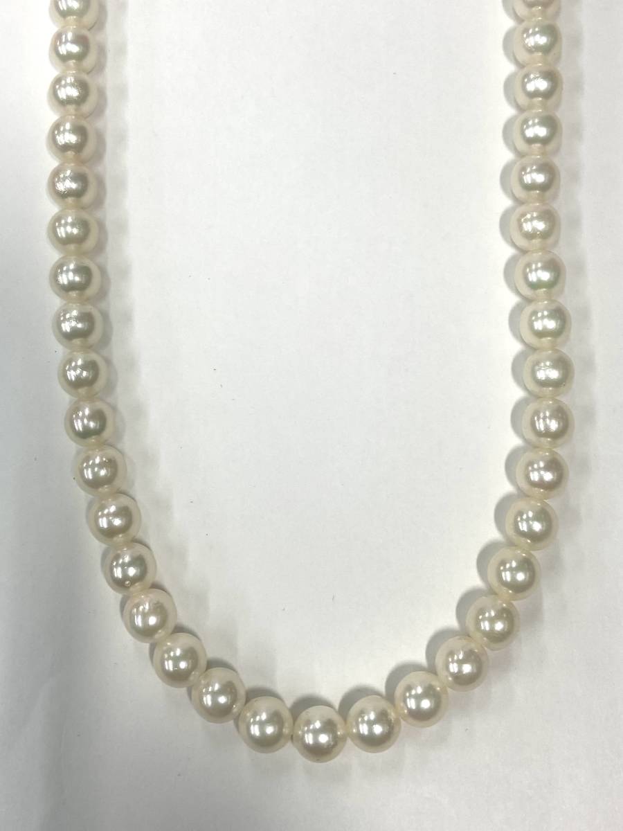 【真珠】アコヤ真珠 6.5mm～7mm パール ロング ネックレス 約125.5cm 留め金具 シルバー アコヤパール あこや 未使用の画像3