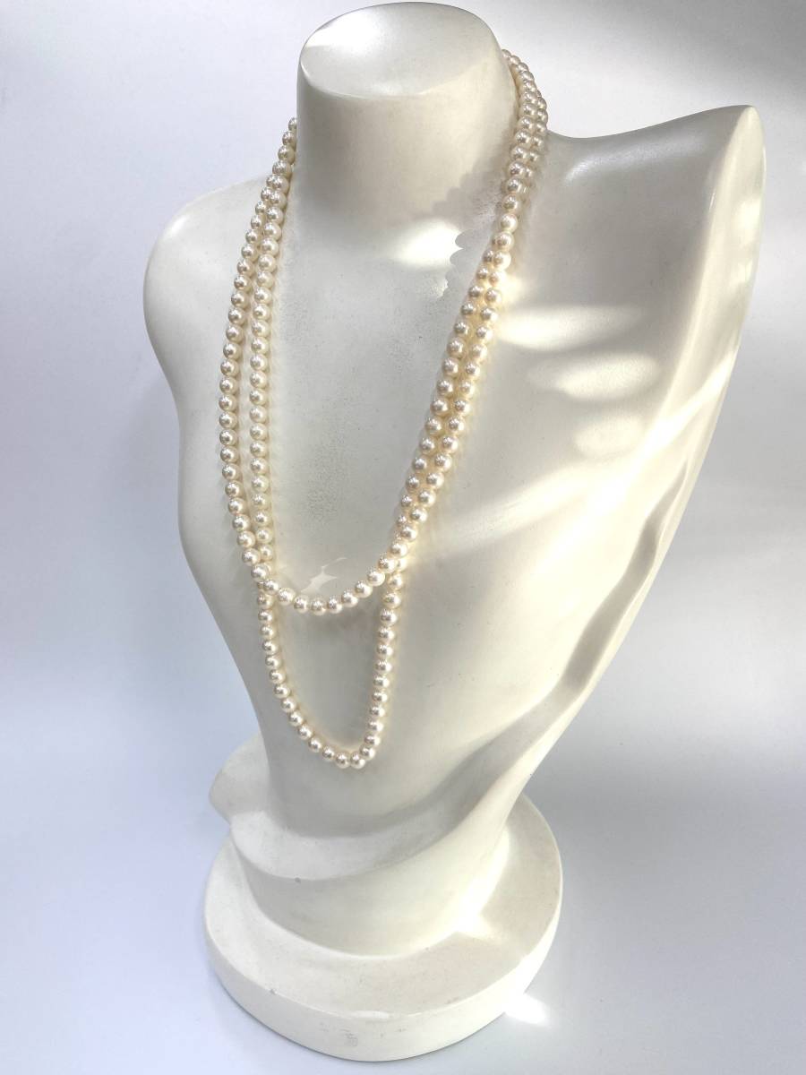 【真珠】アコヤ真珠 6.5mm～7mm パール ロング ネックレス 約125.5cm 留め金具 シルバー アコヤパール あこや 未使用の画像7