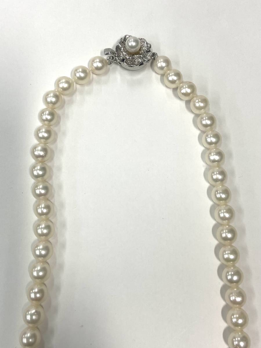 【真珠】アコヤ真珠 6.5mm～7mm パール ロング ネックレス 約125.5cm 留め金具 シルバー アコヤパール あこや 未使用の画像5
