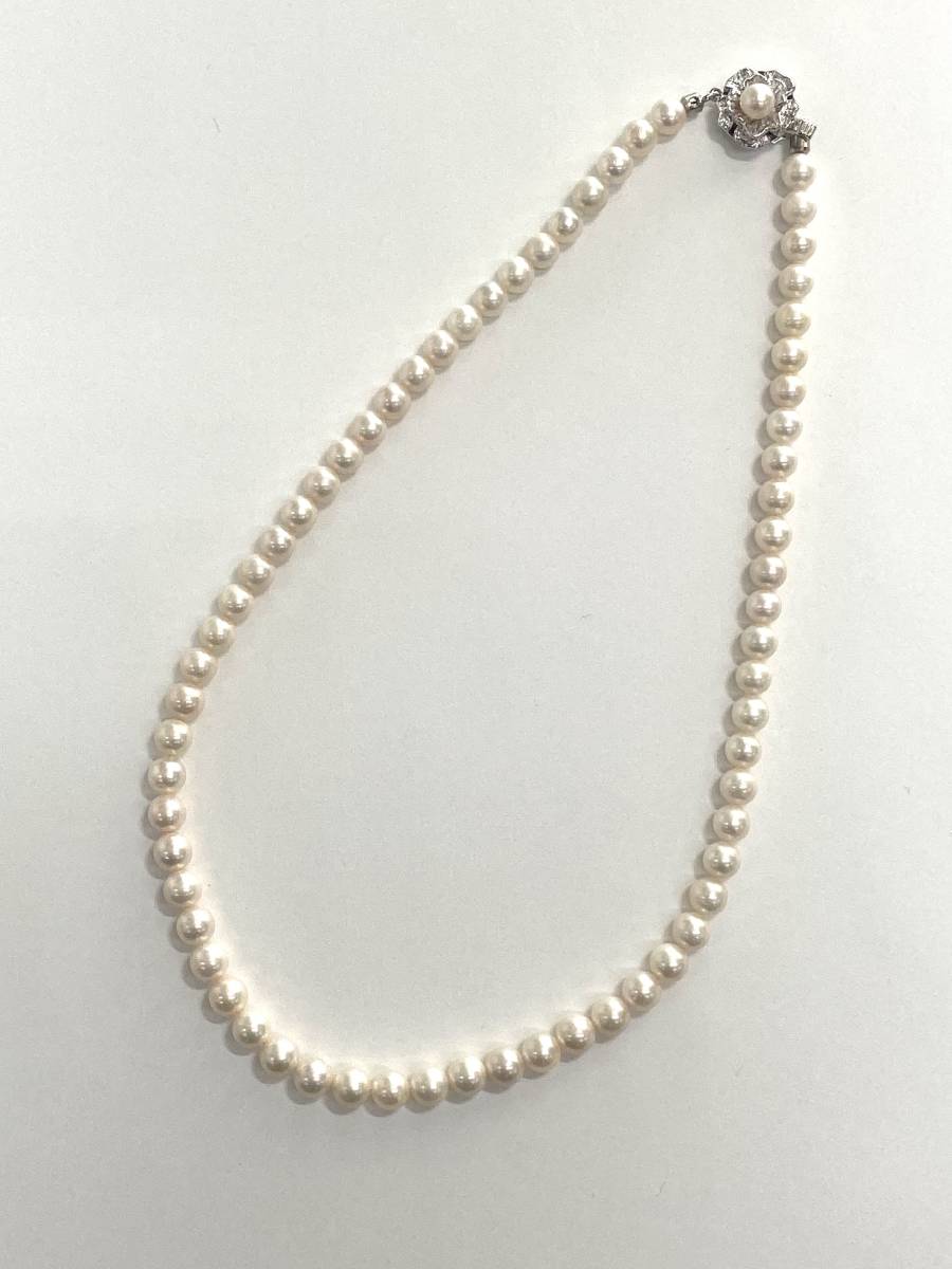 【真珠】アコヤ真珠　7mm～7.5mm　パール ネックレス　留め金具　シルバー　アコヤパール　あこや　未使用 27_画像1