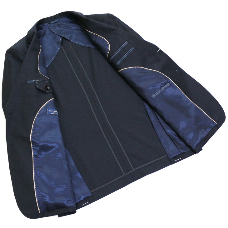 超特価 SALE 新品 春夏 エルメネジルドゼニア トロピカル 濃紺ネイビー無地 2つボタン スーツ BB5の画像4