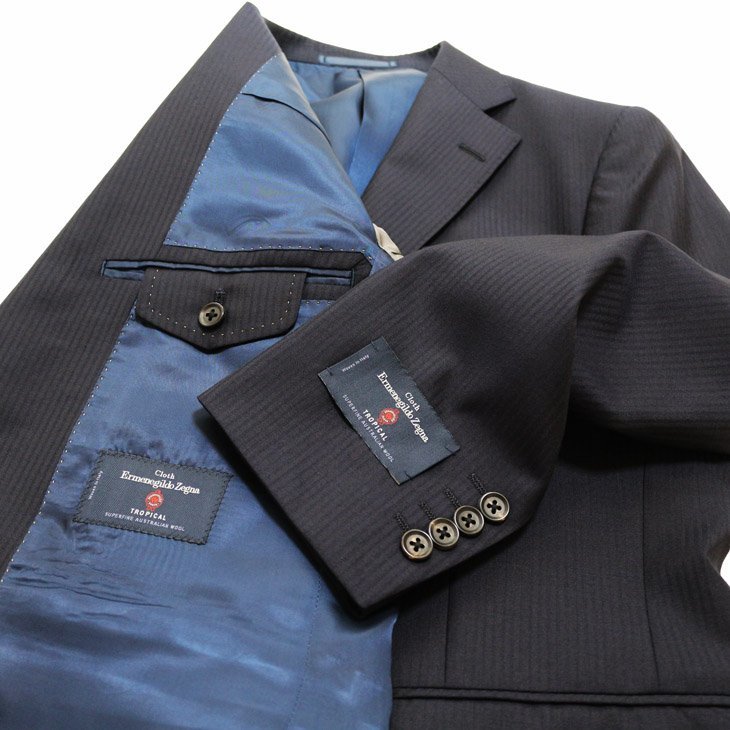 SALE 春夏 新品 エルメネジルドゼニア 濃紺ネイビー織柄シャドー調 2つボタン スーツ （セレクト系やや細め） AB5_画像5