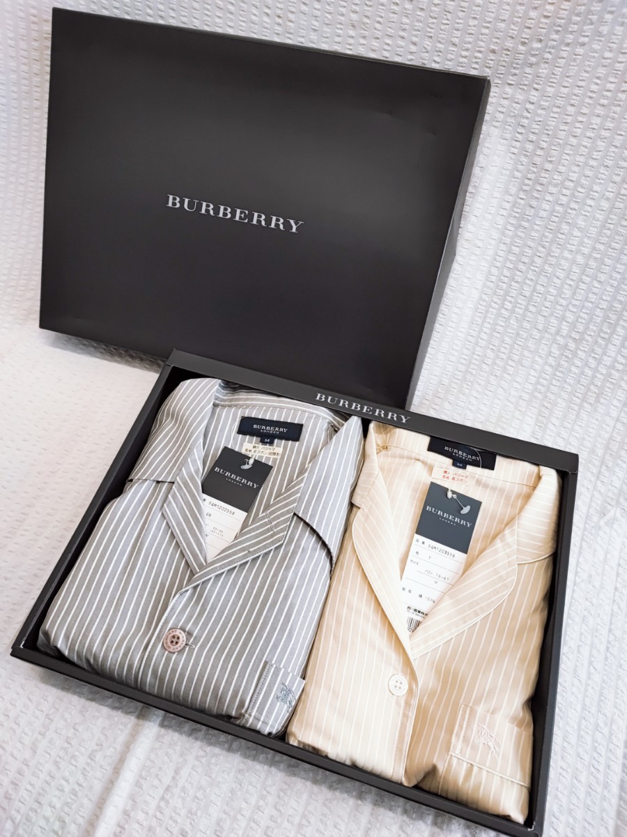 BURBERRY ペア パジャマ セット 未使用 メンズ レディース ルームウェア バーバリー M 長袖 長ズボン Burberrys バーバリーズ(122005)_画像1