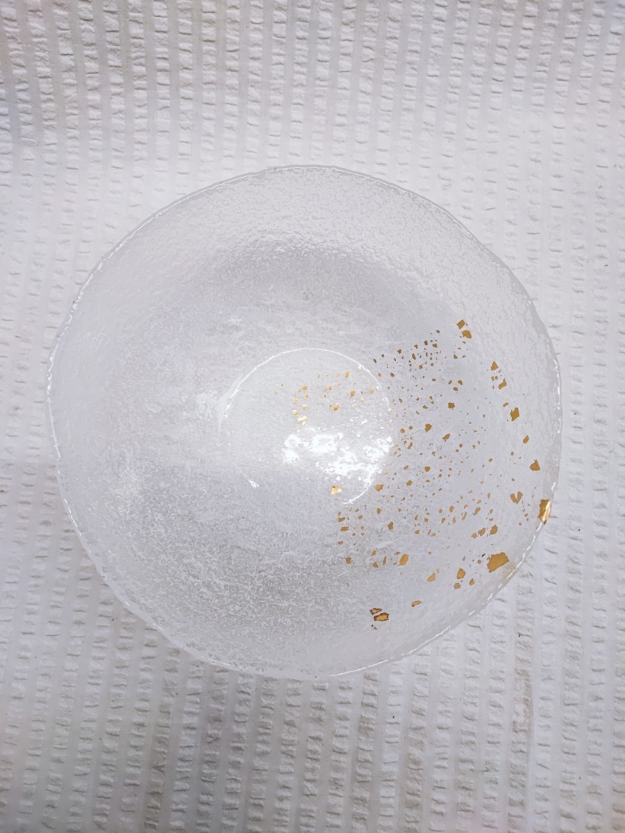 吉谷硝子 サラダセット 未使用 YO-5620 金彩 吹雪 クリスタルガラス YOSHITANI GLASS 食器 当時物 ガラス食器 手作り硝子(122709)の画像3