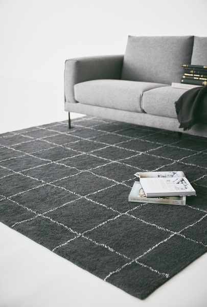 チェック柄のおしゃれなコットンラグマット 170×230cm チェック柄のおしゃれなコットンラグマット 170×230cm