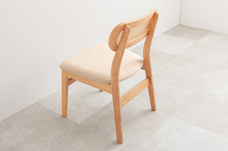 ダイニングチェア ナチュラル色 食堂椅子 椅子 肘無 木製 籐 ラタン チェア