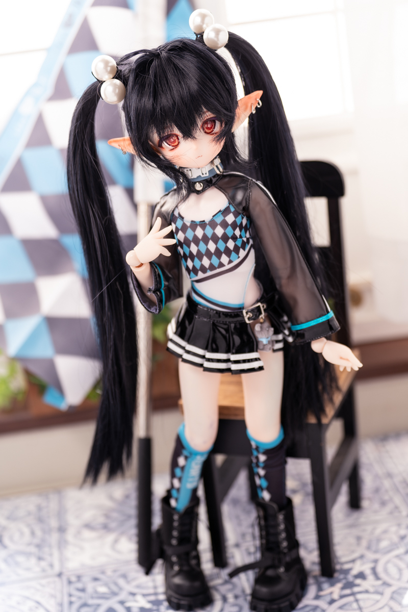 【コドモ本舗】DDH-01 SW肌 カスタムヘッド＋デカールアイ3種＋エルフ耳＋舌パーツ＋ウィッグ＋おまけ衣装類_画像9