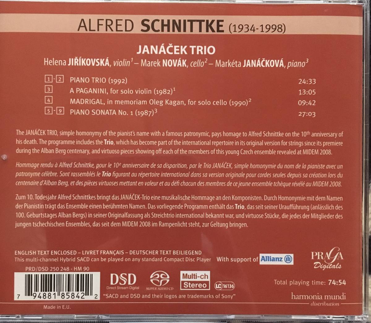 ☆LAST sale☆ CD(#387)Alfred Schnittke : Chamber Music / Janacek Trio_画像2